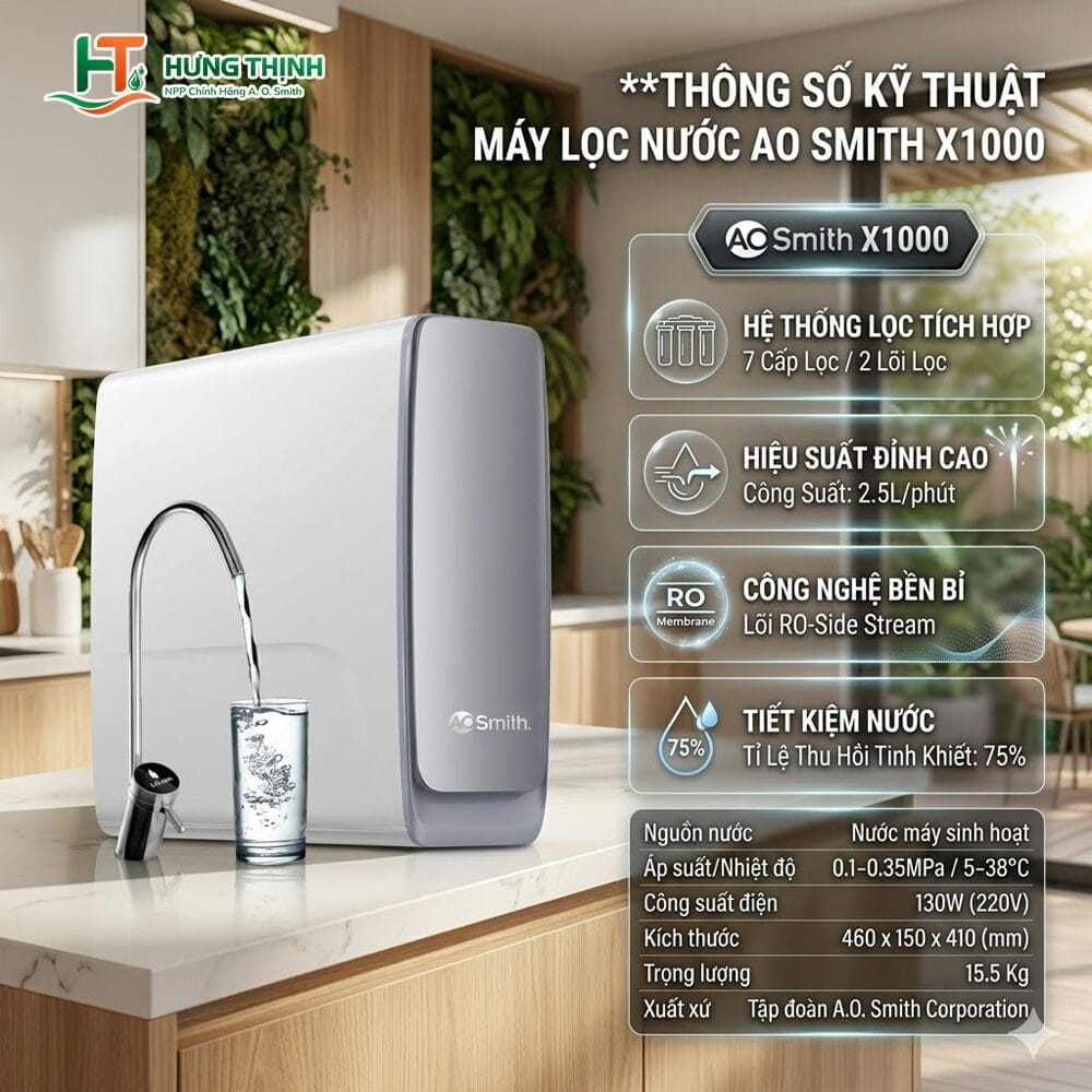 Thông số kỹ thuật máy A. O. Smith X1000